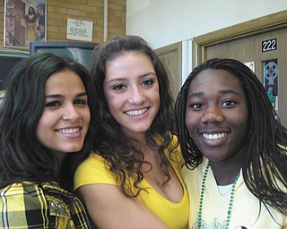 Linda Lucarell Miller of Youngstown sent this picture of three of her students in her sophomore religion class at Ursuline High School: Monica Esparra, Sophia Santisi and Brianna Curd..