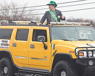 Ray “Boom-Boom” Mancini, a Youngstown native and former world-champion boxer, was grand marshal of the St. Patrick’s Day Parade Sunday in Boardman. Mancini’s mother, Ellen Attreed Mancini, was full-blooded Irish. When Mancini boxed, he wore an Italian flag on the outside of his trunks but had a green shamrock sewn on the inside as a tribute to his mother.