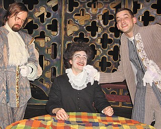 The cast of Kent Trumbull Theater's production of "Tartuffe" gathers in a scene.