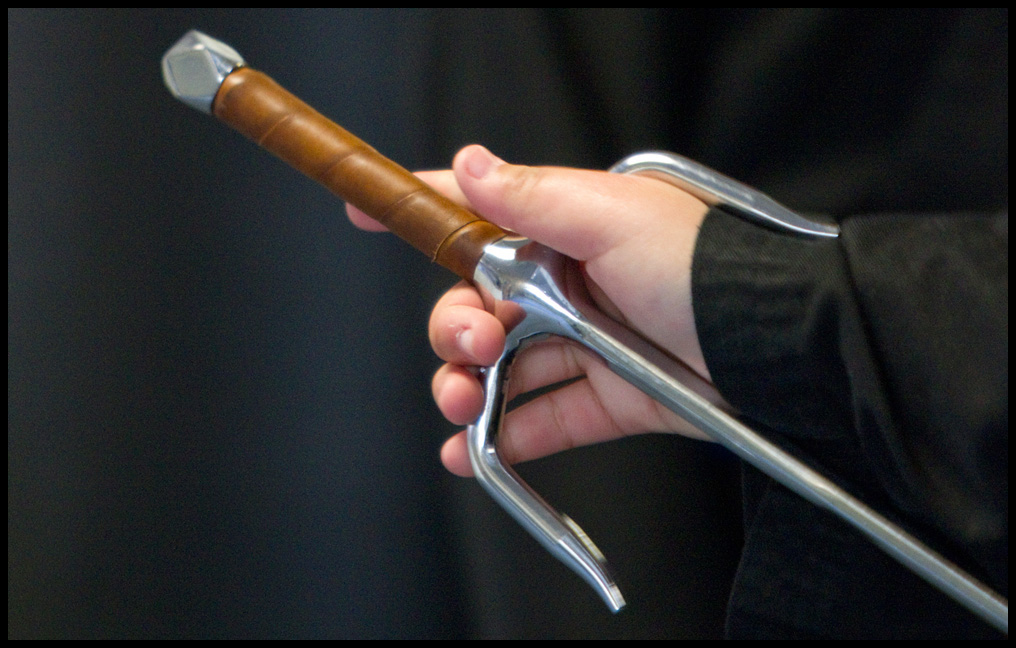 The Vindicator/Geoffrey Hauschild.Heather Powell, 17 of Youngstown, practices maneuvers with a sai during a karate lesson at AE Vea Karate along Belmont Ave on Friday afternoon.