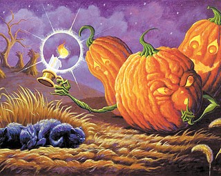 Van Hoose’s painting “Sleeping Kittens” features three sinister-looking jack-o’-lanterns sneaking up on a group of kittens and is one of his most famous. Van Hoose graduated from Youngstown State University in 1993. 