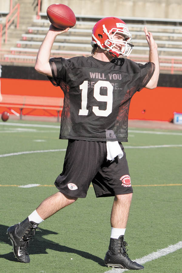 Junior Marc Kanetsky has a lot of qualities Youngstown State is looking for in a quarterback — size, arm strength, smarts, experience — and then some, according to coach Eric Wolford.  “He might be part werewolf,” Wolford said, pointing to Kanetsky’s hairy legs during Wednesday’s practice. 