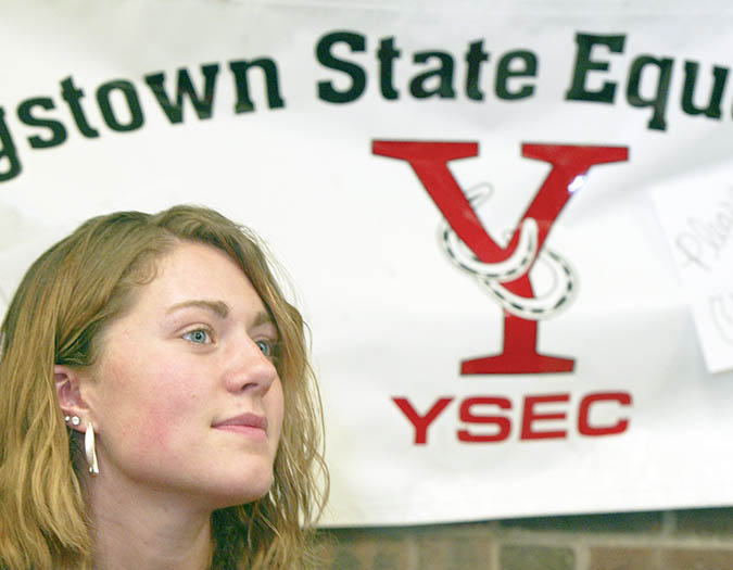 Monica McKnight, a YSU student and member of the YSU Equestrian Club was on hand for the Mahoning County Horsemen's Symposium Saturday at MCTC in Canfield.
