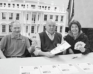 The Vindicator: Niles Historical Society will host a dinner at 6 p.m. April 27 at Ciminero’s, 123 Main St., Niles. Society members displaying tickets to be sold for the event are, from left, Frank Burke, assistant treasurer; Fremont Camerino, president; and Patty Nelson, vice president. Tickets are $20 and available from any society member or by calling the museum at (330) 544-2143. Reservations are required by April 21. In conjunction with the dinner, Sarah Webster, director of East Liverpool Museum of Ceramics, will present a program on “Hidden Beauties: The Art Pottery of East Liverpool” and show examples of wares by individual potters and decorators.