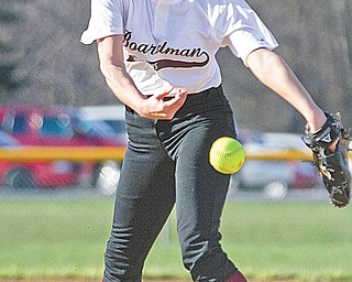 Boardman ace Nicola Gabriele (10) beat back the flu and the Ursuline Irish, throwing a one-hitter in her first varsity start on the mound.