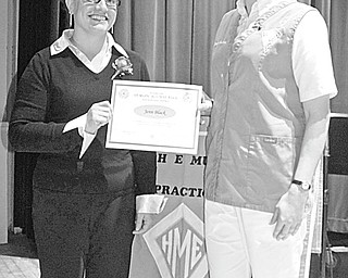 The Vindicator: The first Hannah E. Mullins School of Practical Nursing Alumni Nursing Scholarship Award was presented during a graduation ceremony that took place at 8 p.m. Feb. 25 at Kent State City Building, 230 N. Lincoln Ave., Salem. Mindy Steer, a graduate of the school, at left, had the honor of presenting the award to Jenn Black, a senior at the school.