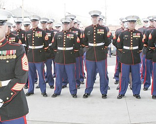 William D. Lewis | The Vindicator A group of Marines fromthe Cleveland recruiting office attended funeral service for Joshua Sherbourne, one of 3 Marine recruits, killed in a traffic accident. Services were held at Carl W. Hall Funeral Home in Warren Monday..