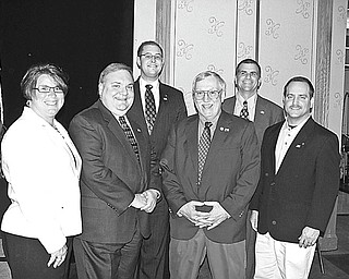 The Vindicator: Five area Rotary clubs were represented at the 29th annual All-Ohio Rotary Presidents-Elect Training Seminar recently in Columbus. Participants had the opportunity to learn the responsibilities of presidents and to network with nearly 300 other presidents-elect. Among those representing area Rotary clubs at the two-day event were, from left, Shelly LaBerto of Boardman; Dante Zambrini of Canfield; Matt Maxwell of Poland; Jim Russell, governor-elect of District 6650; Stephen Kristan of Youngstown; and Bryan Higgins of Struthers.