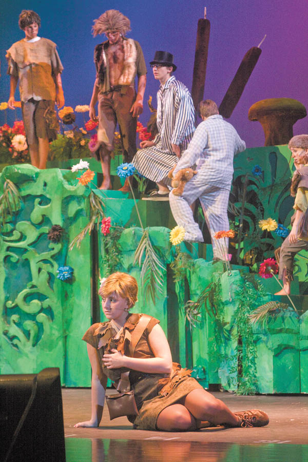Sarah Turner, who portrays the title character in the Boardman High School production of “Peter Pan,” rehearses a scene for the show that runs Friday through Sunday in the Boardman Performing Arts Center.