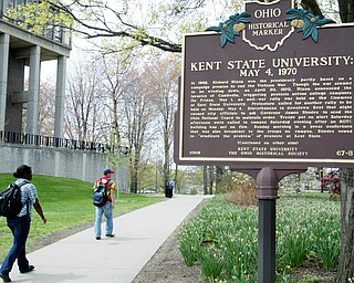 Historical marker at Kent State on May 4, 1970.