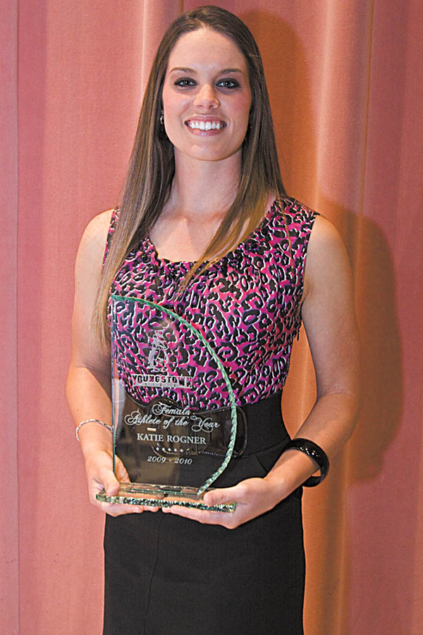 Katie Rogner of the women’s golf team was named Youngstown State/Vindicator Athletes of the Year at the annual Scholar-Athlete Banquet on Tuesday night.