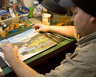 LISA-ANN ISHIHARA | THE VINDICATOR
Mohawk Valley Fine Arts located on the northwest corner of state Route 224 and Route 534 in Berlin Center has been the personal studio of artist Joseph Donnelly for 14 years. Here he is painting one of his latest projects.