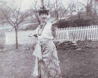 Jean Kohler of Austintown was dressed as Carmen Miranda for Halloween in this 1948 picture. For the costume she combined a peasant blouse, her bedroom drapes wrapped around her waist and a hat filled with wax fruit from the dining table with a feather stuck in it.