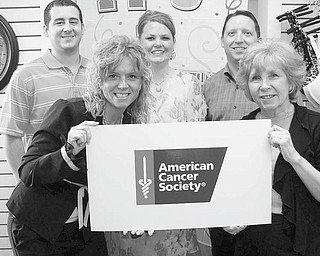 A Pink Ribbon Social will be sponsored by the American Cancer Society on Thursday at Stambaugh Auditorium to draw attention to the importance of breast cancer awareness. Fun, food, music and a baking competition will be featured during the evening. Encouraging support for the ACS event are above, from left in front, Jacqueline Martin, chairwoman, and Ronnie Tomko, and in back, Tommy Ivany, LaDawn Whitman and Jeff Mahood.