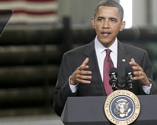 William D Lewis| The Vindicator  President Obama speaks at V&M Star Steel in Youngsotwn 5-18-10.