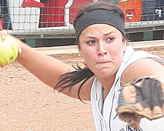 Poland's (23) Jenna Modic makes a play on a bunt attempt as (4)Regan Buchanan tries to beat the throw Thursday afternoon in Akron.