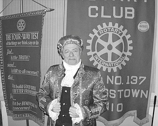 At a recent meeting of the Youngstown Rotary Club, Bill Johnson, past Austintown Club president and past district governor, portrayed John Adams, signer of the Declaration of Independence and the second U.S. president. As Adams, he recounted the history leading to the formation of the United States and the signing of the Declaration. Johnson is the author of two books about the times and about John Adams.