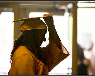 ROBERT K. YOSAY | THE VINDICATOR...Last minute check is Cori Pavlicko who also was one of the valedictorian's at Lowellville High School gym - the glass of 2010 - graduated Sunday afternoon-30