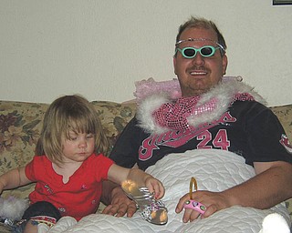 Paul Kish of New Middletown was a good sport when his daughter, Jacqueline, had no one else to play dress-up.
