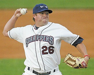 Scrappers pitcher J.D. Goryl delivers a pitch during the fourth inning of Monday’s game against Auburn at Eastwood Field.