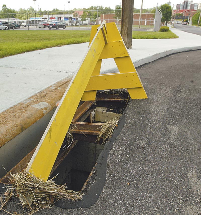 Since June 19, 30 sewer-grate covers similar to this one have been stolen in the downtown area. City workers are replacing them, but police are looking for the person or people who have been stealing them and attempting to sell them to scrap yards.
