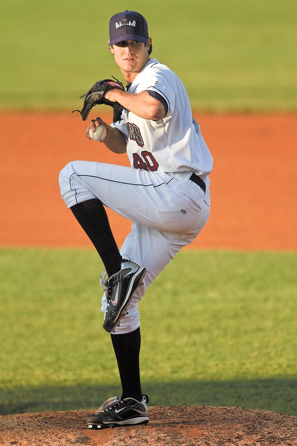 Mahoning Valley Scrapper, Owen Dew, throws a pitch during the fourth inning at Eastwood Field on Thursday evening. Dew had a no-hitter after finishing the 6th inning.