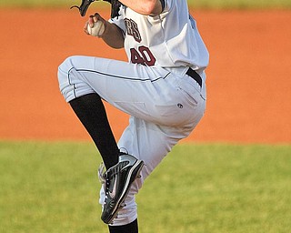 Mahoning Valley Scrapper, Owen Dew, throws a pitch during the fourth inning at Eastwood Field on Thursday evening. Dew had a no-hitter after finishing the 6th inning.