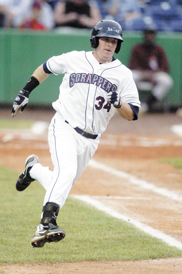 The Scrappers' Chase Burnette rounds first during the second inning of Tuesday's game against the Hudson Valley Renegades at Eastwood Field.