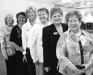 Prepared to perform the duties of various offices during the 2010-2011 term are, from left, Lynn Romeo, Nancy Brunner, Denise Altman, Patti Cearfoss, Sue E. Urmson and Christine L. Bidwell, the newly installed members of Yo-Mah-O Chapter executive board.