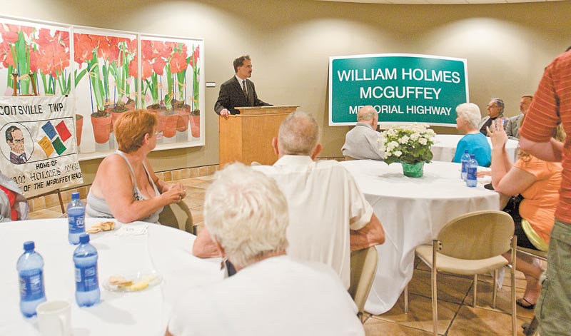 Richard Scarsella, president of the William Holmes McGuffey Historical Society, discussed the importance of honoring McGuffey, a Mahoning Valley native and pioneer in  education, decades after his death. A stretch of Interstate 680 was recently named the William Holmes McGuffey Memorial Highway, thanks to the historical society and state legislators.