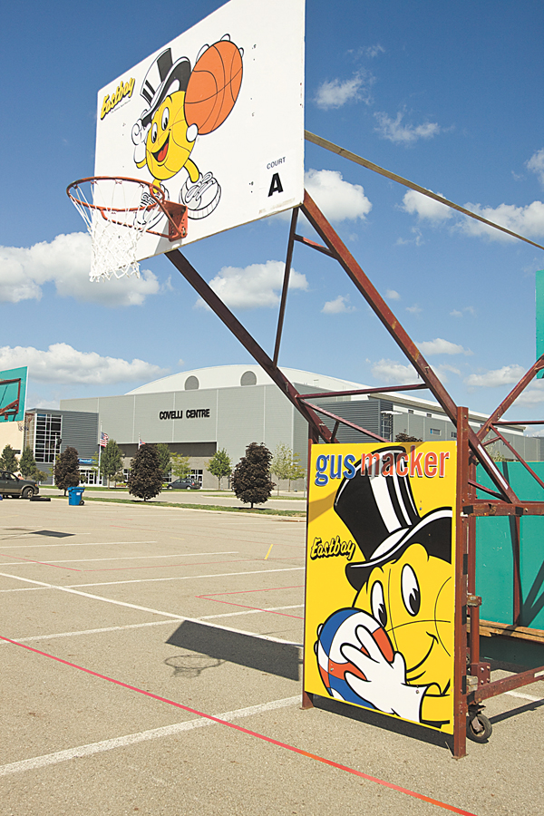 The Gus Macker3-on-3 basketball tournament has a unique setup, with back-to-back baskets allowing for many games to be played simultaneously.