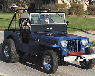 The stats on this Jeep owned by Don Stevens of New Middletown: blue 1948 CJ2A Jeep Pro Street 2WD, 350cid Chevy, Turbo 400, Dana 44/4 Link, Spool. The hand-built body and frame were a combined effort of Clarence, Don and John Stevens.