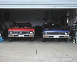 Preparations are being made for the Super Nats for this 1968 Chevy Nova (right) belonging to Ralph C. Ford of Canfield and the 1972 Chevy Nova belonging to Don E. Ardale of Boardman..