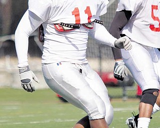 YSU’s linebacking corps — considered to be an area of strength going into the preseason — took a hit Monday with the loss of senior Na’eem Outler, shown here, and sophomore Taylor Hill.