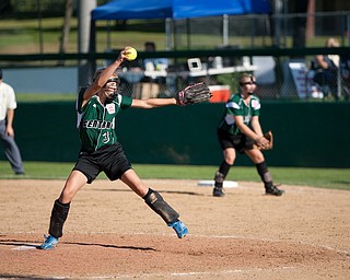 Claire Testa winds up the fastball during the 2010 World Series of Little League Softball, Central vs. Latin America. Central went on to win the game, 7-4.