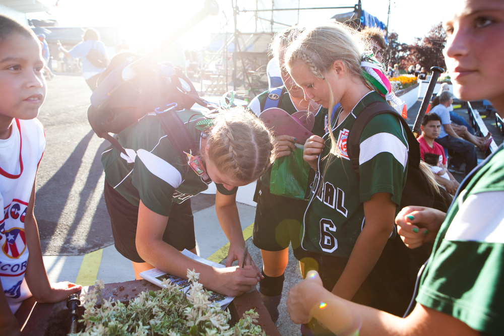 Special to the Vindicator: Chris Ryan
The girls from Central sign autographs for fans at the 2010 World Series of Little League Softball in Portland, Ore., August 16th, 2010. The team from Poland, Ohio beat the team from Canada, 7-1, and will advance to Semi-Final play.