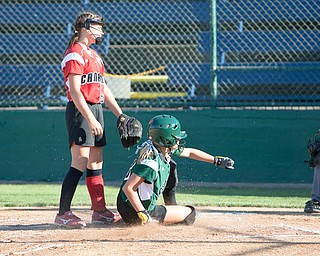 Special to the Vindicator: Chris Ryan
Claire Testa slides safely into home during the 2010 World Series of Little League Softball in Portland, Ore., August 16th, 2010. The team from Poland, Ohio beat the team from Canada, 7-1, and will advance to Semi-Final play.