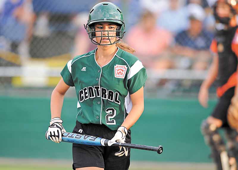 Jenna Schetter Poland heads back to the dugout after striking out in the second inning of Tuesday’s game against Warner Robins, Ga., at the Little League Softball World Series in Portland, Ore.