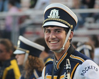 Matt Russo gets ready to perform with the Lowellville Marching Band during halftime of the Lowellville/ Youngstown Christian game Friday night. - KELLY TKACH