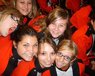 Members of the Springfield Local High School Marching Band are all smiles after their victory over McDonald.