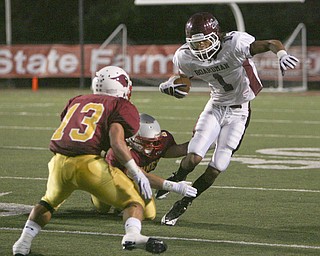 Dayne Hammond (1) has traded in his Boardman Spartan football uniform for one worn by the Warren Harding Raiders. Hammond, a Division I prospect who earned fi rst team all-conference honors last fall, declined to comment on why he decided to transfer to Harding.