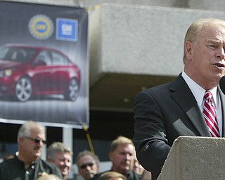 ROBERT K. YOSAY | THE VINDICATOR..Ted Strickland - GM Lordstown Kicked Off the Chevy Cruze today at the Lordstown Plant with the President of GM - Tim Ryan - The Boardman Band and a slew of elected officials -..-30-..