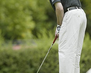 William D. Lewis| The Vindicator James LaPolla Jr. lines up a putt at Greatest Golf Tourney Saturday.