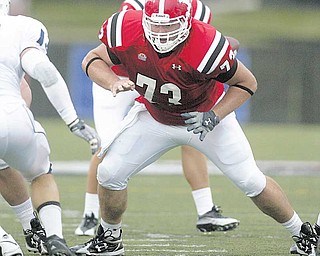 YSU senior center Justin Rechichar helped clear the way for Penguin unning backs to pile up 286 yards in last week’s 31-7 win over Butler.