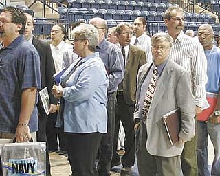 William D. Lewis The Vindicator Job seeker que up at Jobs Fair 9-15 in Younstown.