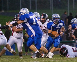 Geoffrey Hauschild|The VIndicator.Hubbard's Daniel Duvall (1) embarks on a long run down field scoring his team's second touchdown during the second quarter of a match up between Salem and Hubbard at Hubbard Stadium on Friday evening.