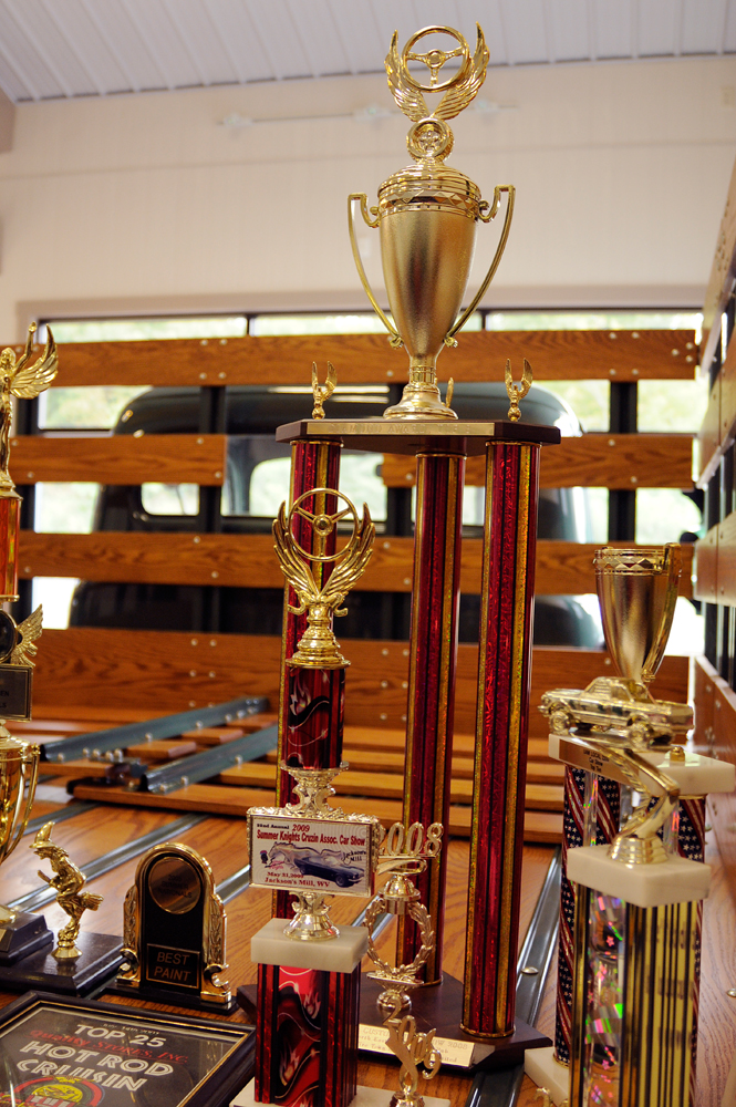 The Vindicator: Sara C. Tobias
A collection of trophies from various car shows in the back of a 1941 Ford F-4 Stake Truck.