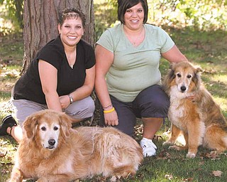 ROBERT K. YOSAY | THE VINDICATOR..Stephanie and Tiffany ( sister ) with their dogs Bailey And Courtney.. Stephanie has had HodgkinÕs Lymphoma for the past five years. SheÕs in need of her third bone marrow transplant but needs to find a donor...-30-..