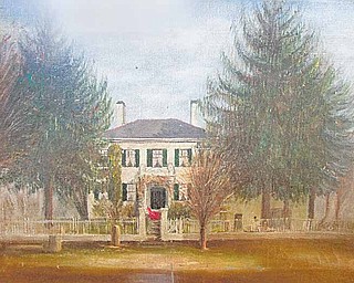 This painting by Emma Hine hangs in Rudzik’s entryway and portrays her historic home, the Kirtland-Hine house, on South Main Street in Poland. The home was built by George Kirtland — son of Turhand Kirtland, one of Poland’s founders — and later was occupied by his niece Emma Kirtland, who married Samuel Hine.