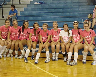 Poland Varsity Volleyball Team: Left to right: Mckenzie Mulligan, Amanda Molasky, Jenna Sliwinski, Kyrstal Kalafut, Rachel Kalafut, Kayla Smith, Reana Hertz, Abby Jones, Allison Bernard